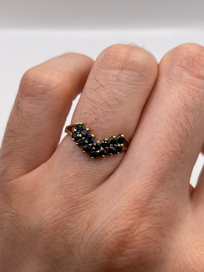 9ct gold sapphire wishbone ring