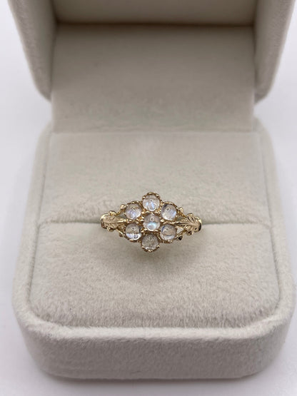 9ct gold moonstone cluster ring
