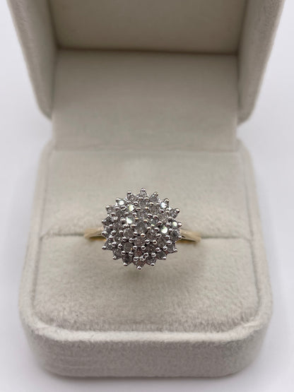 9ct gold diamond cluster ring
