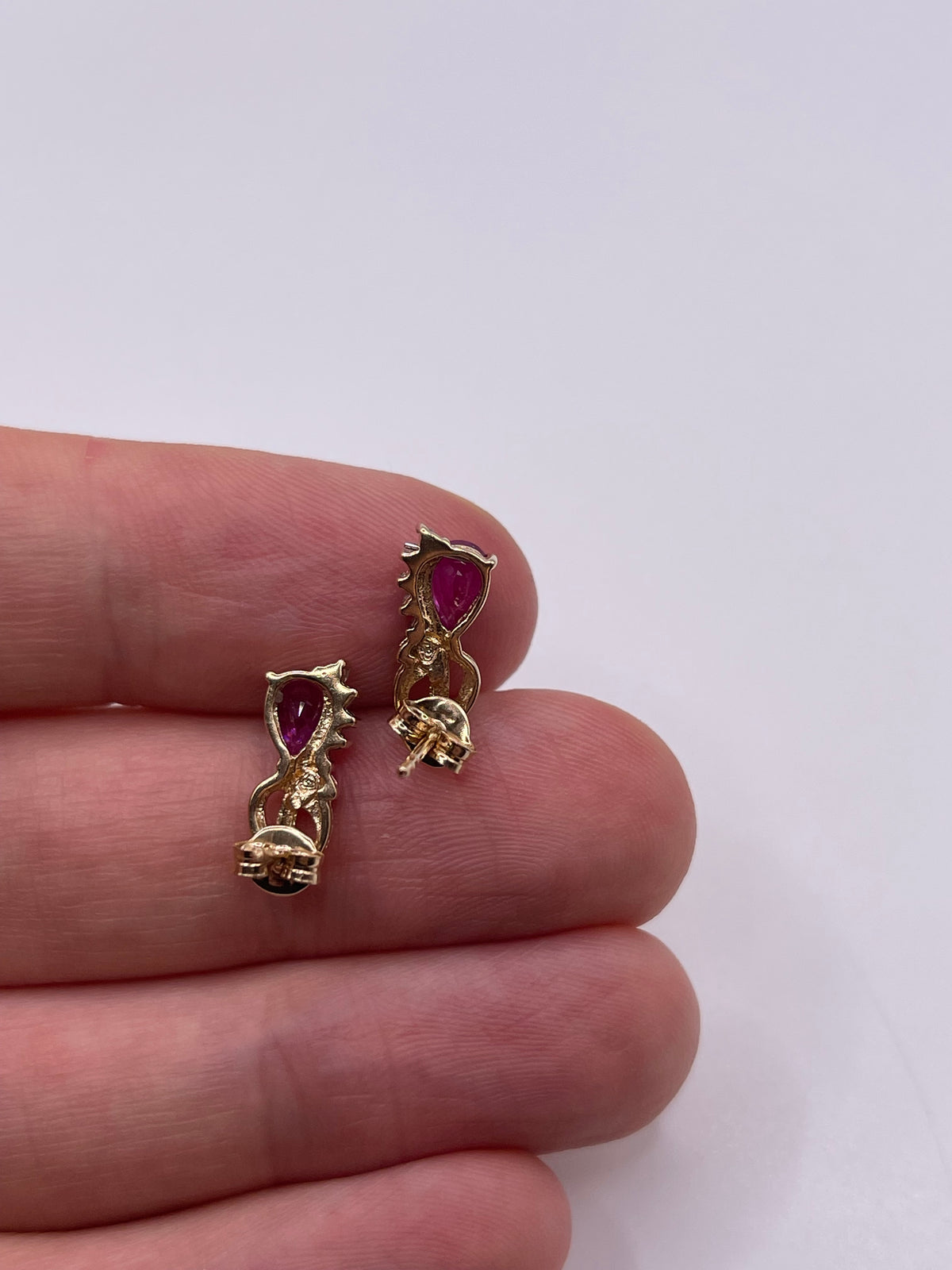 9ct gold ruby and diamond earrings