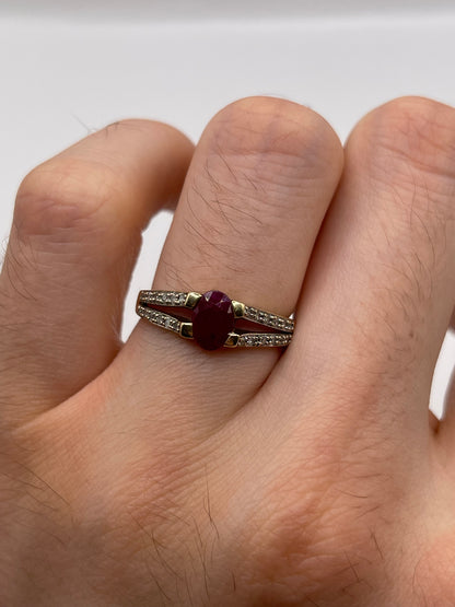 9ct gold ruby and diamond ring