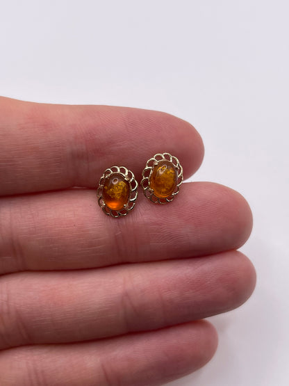 9ct gold amber earrings