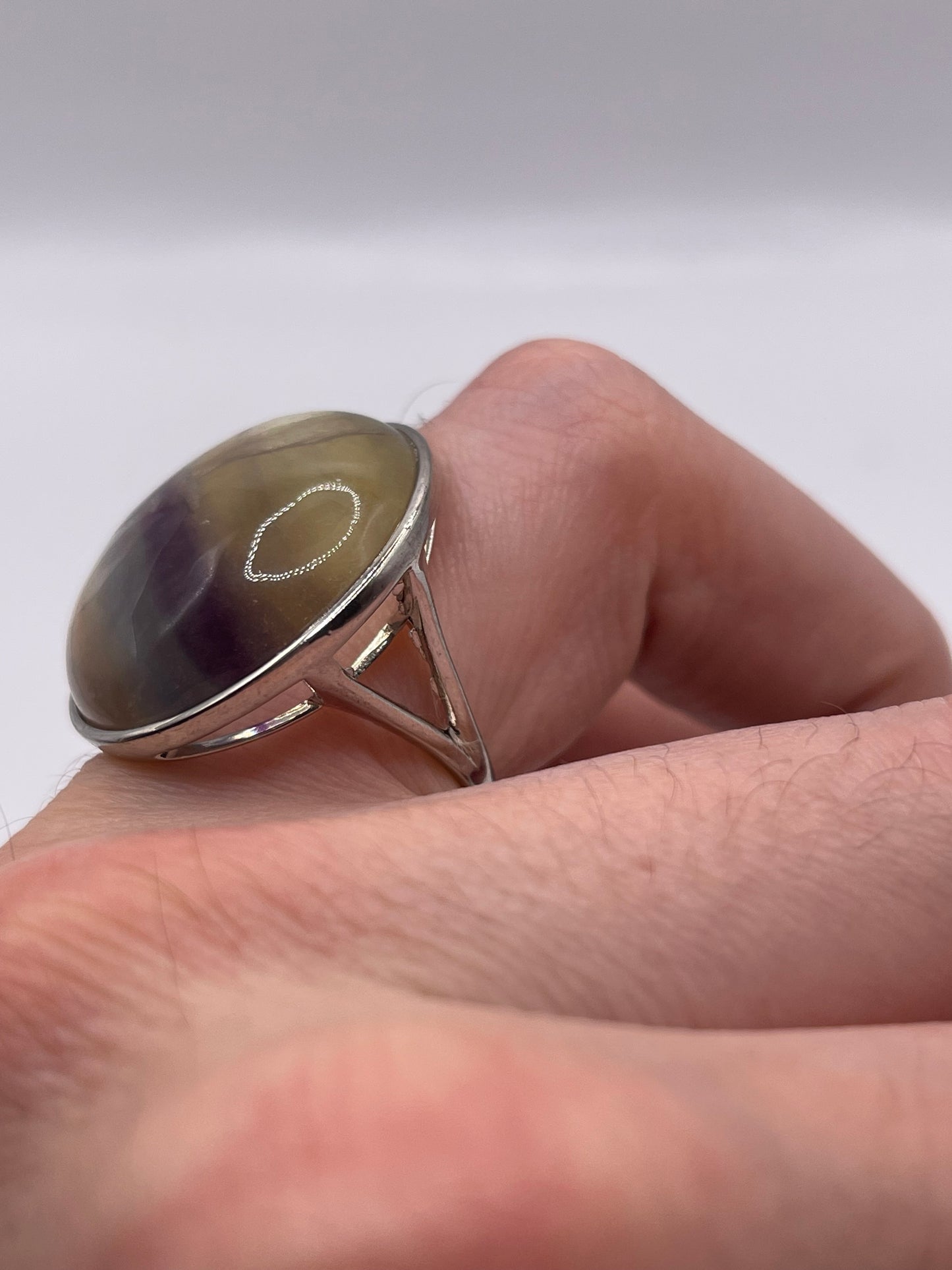 Silver fluorite ring