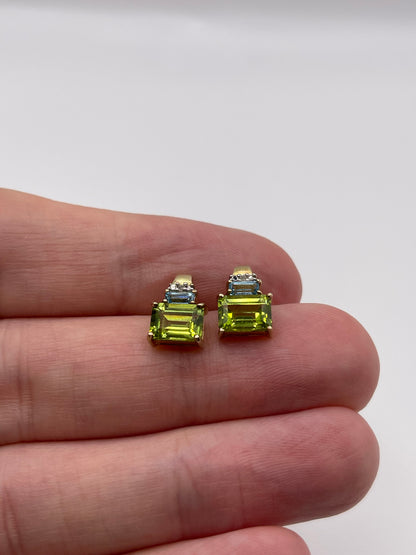 9ct gold peridot, topaz and diamond earrings