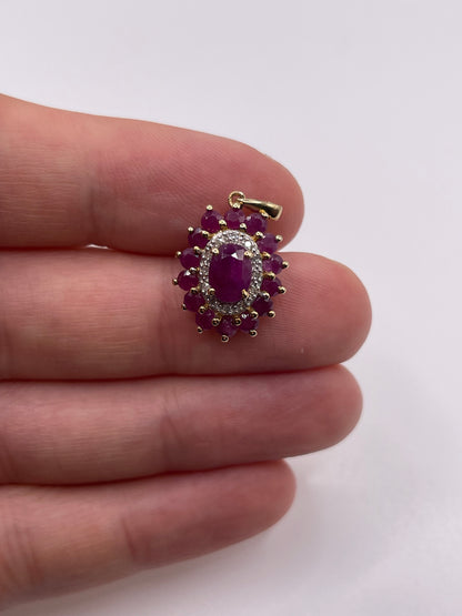 9ct gold ruby and diamond pendant