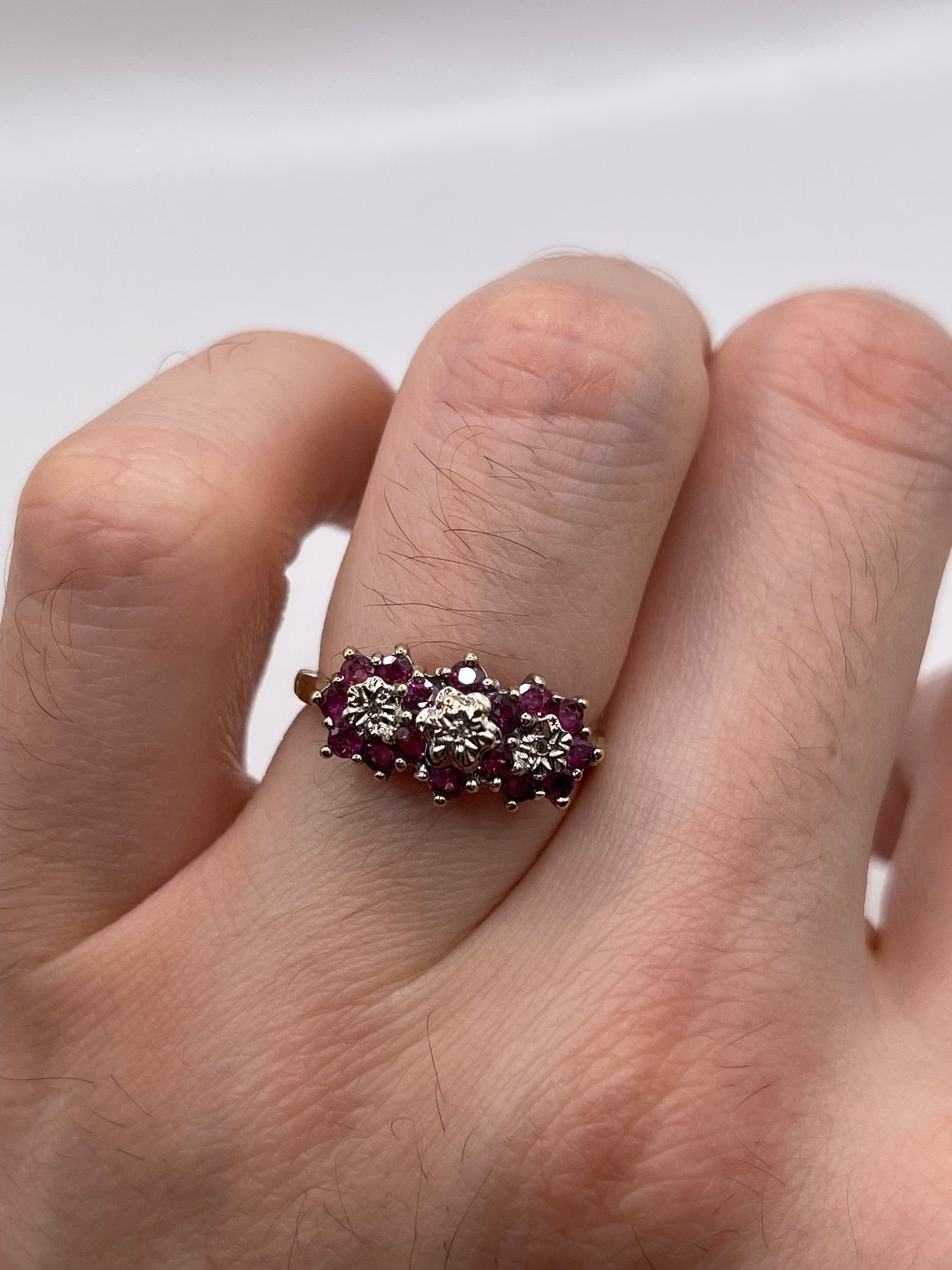 9ct gold ruby and diamond ring