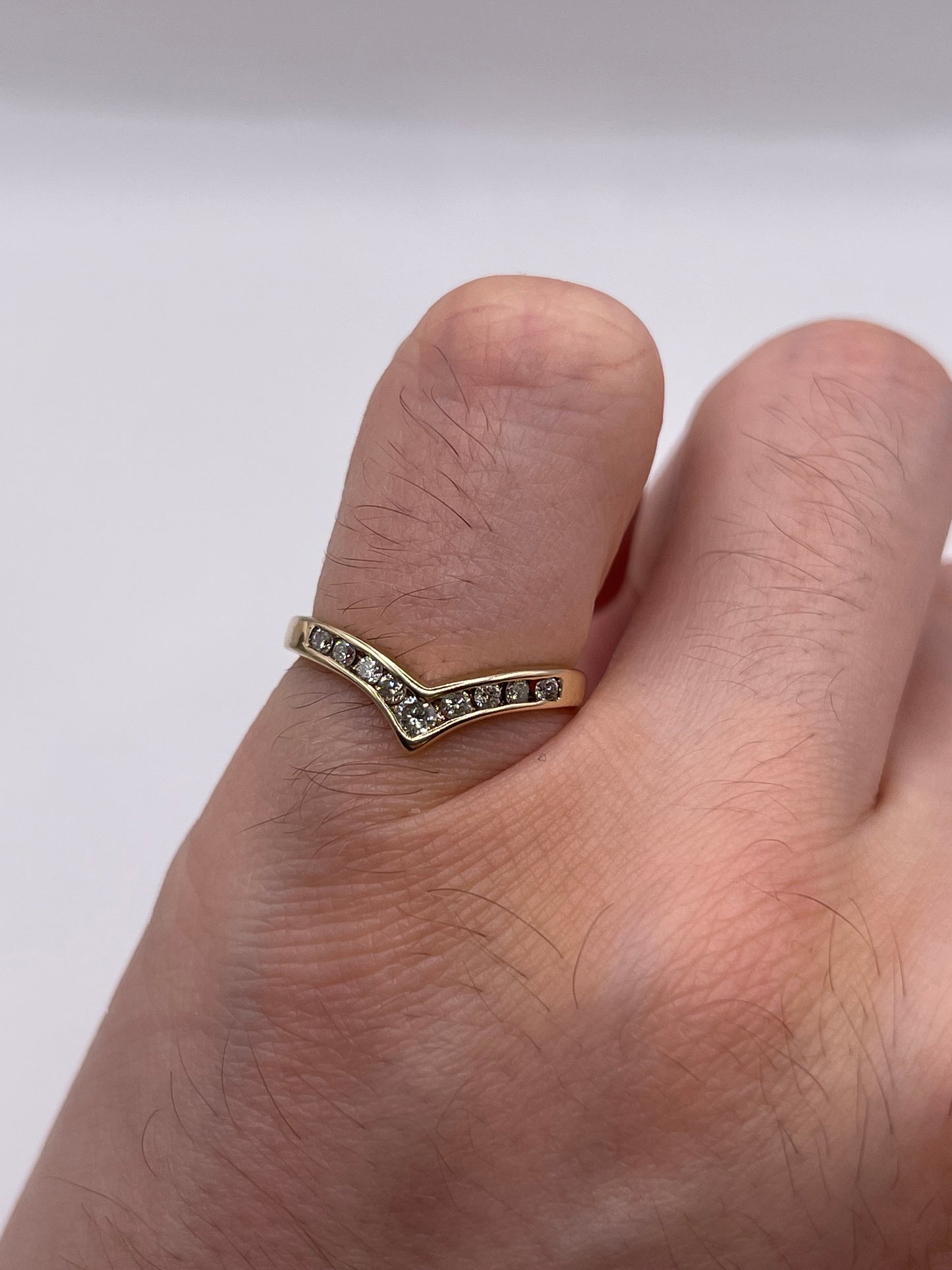 9ct gold diamond wishbone ring