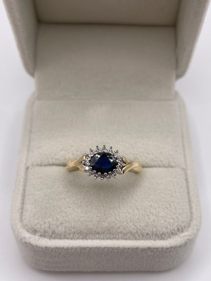 9ct gold sapphire and diamond ring