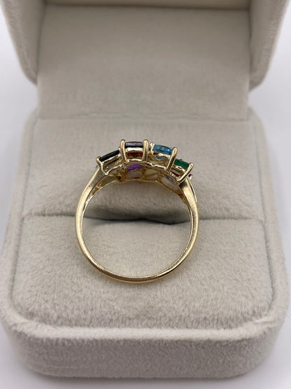 9ct gold multi gemstone ring