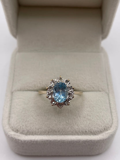 9ct gold topaz and diamond ring