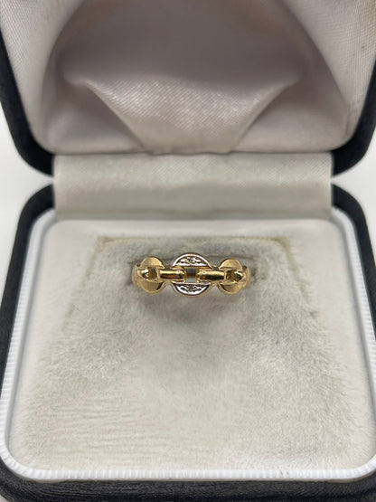9ct gold diamond link ring