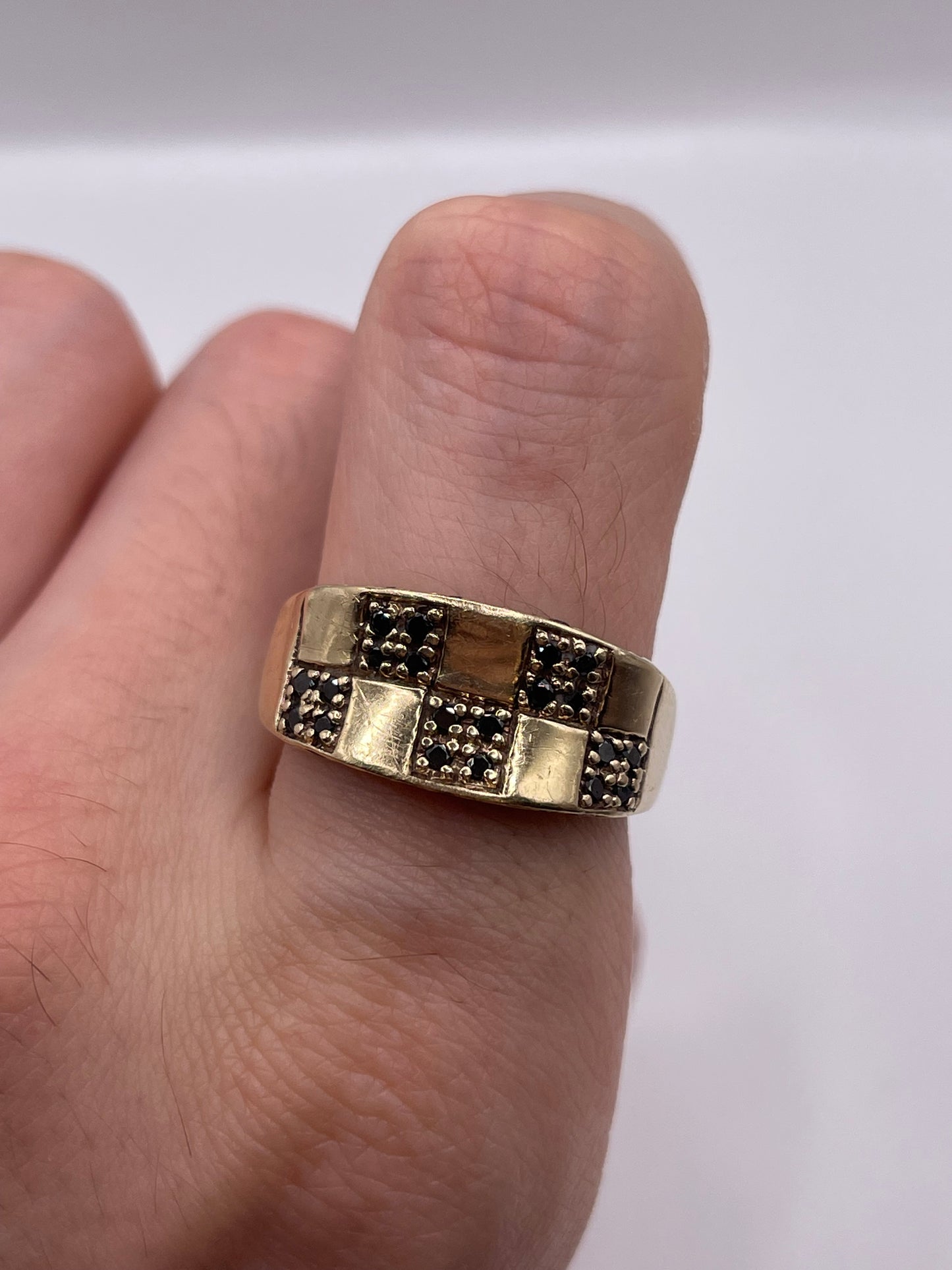 9ct gold black diamond cluster ring