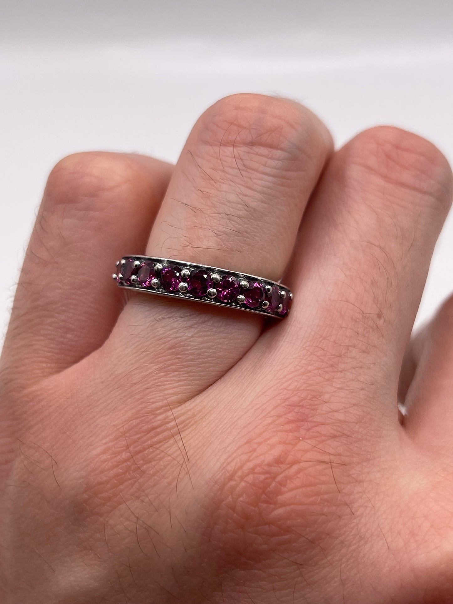 Silver garnet ring