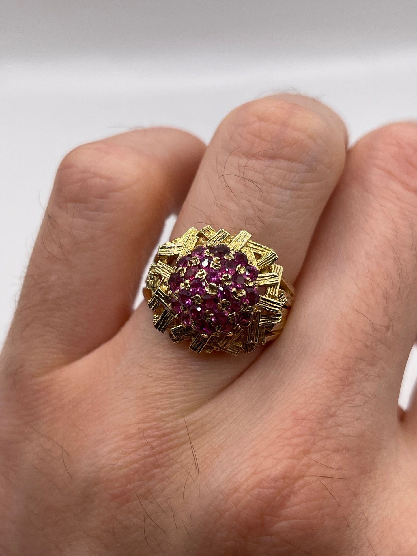 9ct gold ruby cluster ring