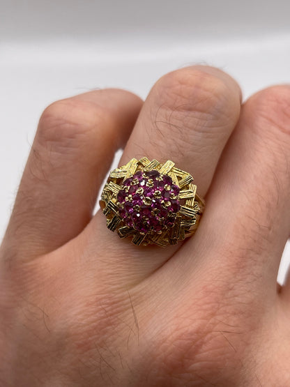 9ct gold ruby cluster ring