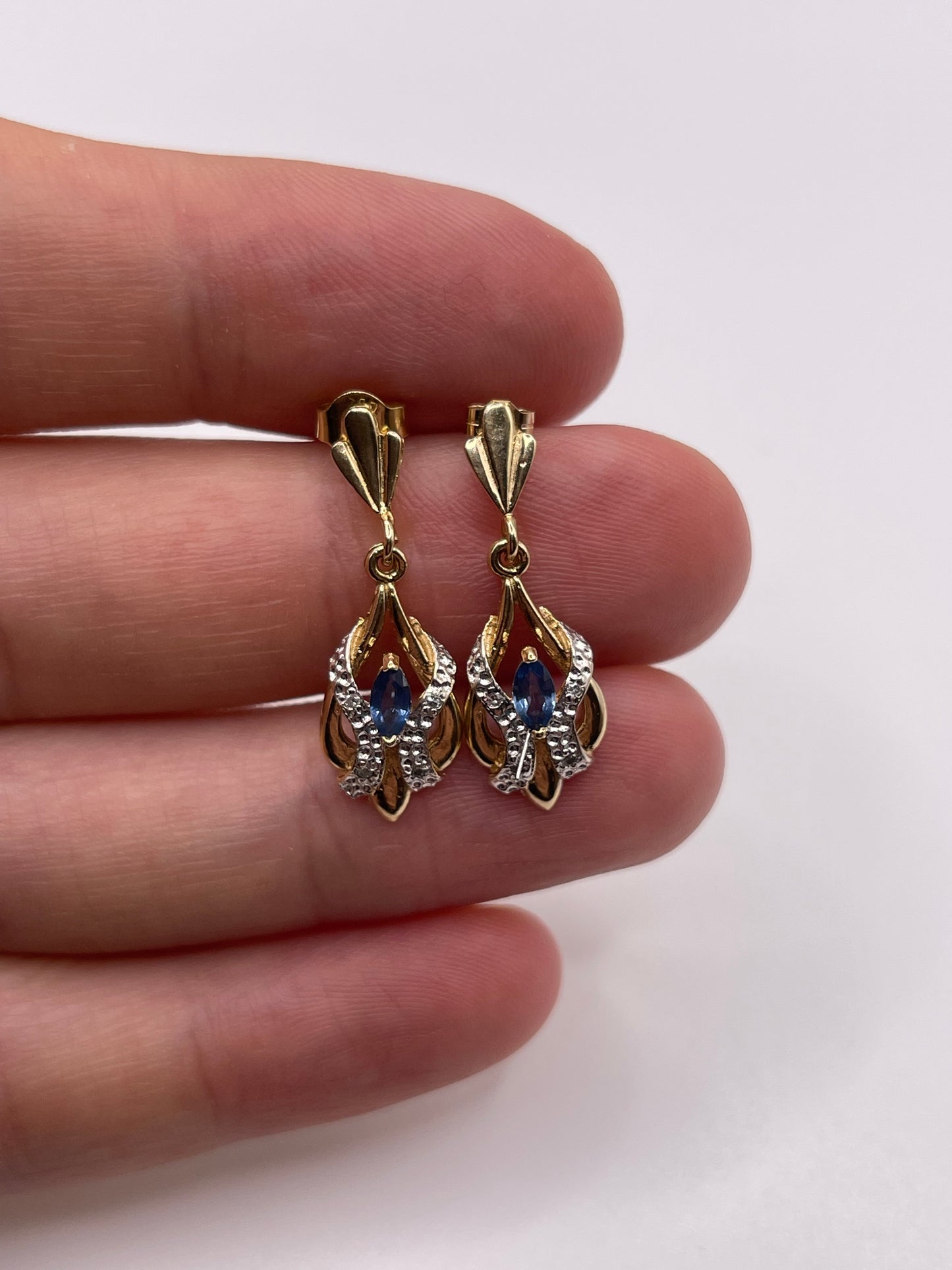 9ct gold sapphire and diamond earrings