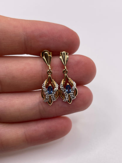9ct gold sapphire and diamond earrings