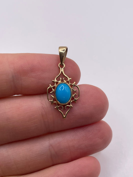 9ct gold turquoise pendant