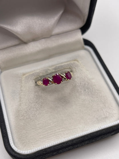 9ct gold ruby and diamond ring