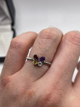 Load image into Gallery viewer, Silver multi gemstone butterfly ring
