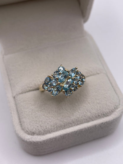 9ct gold blue topaz cluster ring