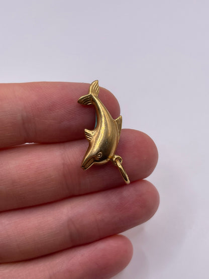 9ct gold enamelled dolphin charm