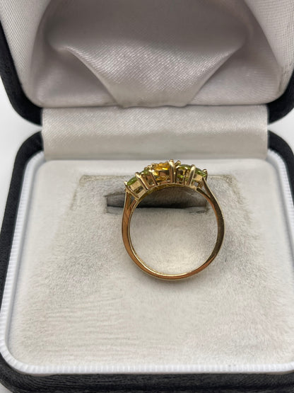 9ct gold citrine and peridot ring