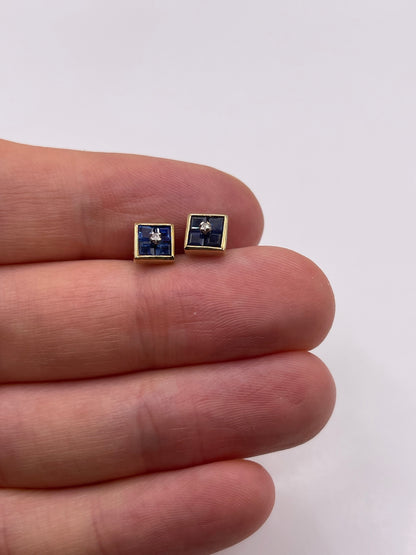 9ct gold sapphire and diamond earrings