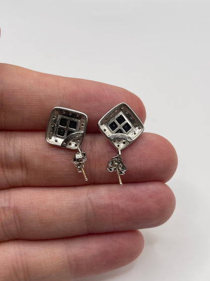 14ct white gold sapphire and diamond earrings