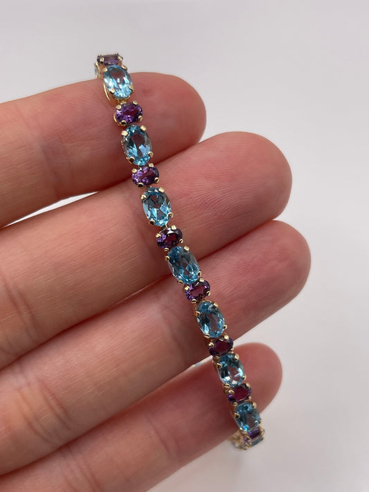 9ct gold topaz and amethyst bracelet
