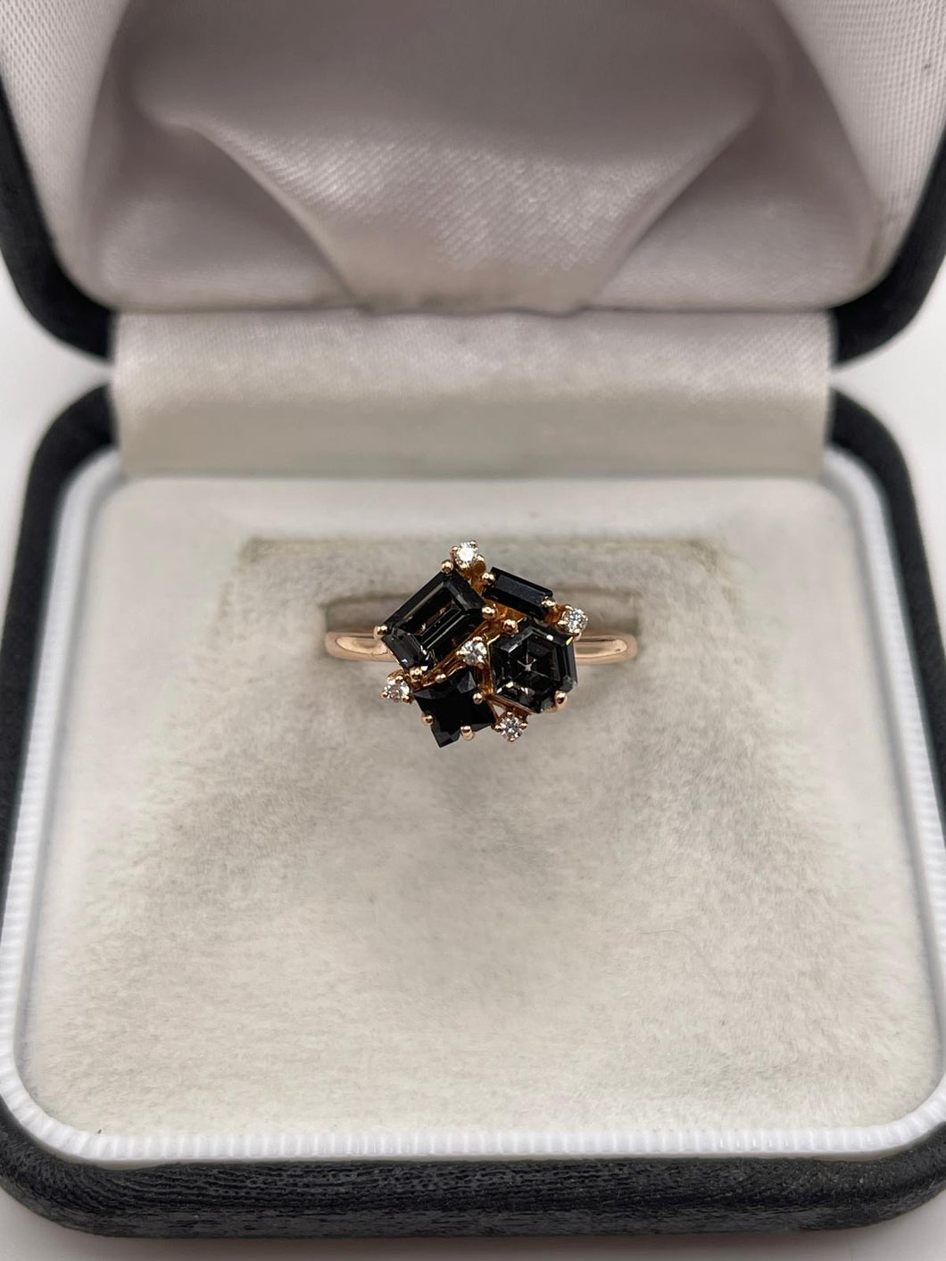 14ct rose gold spinel and diamond ring