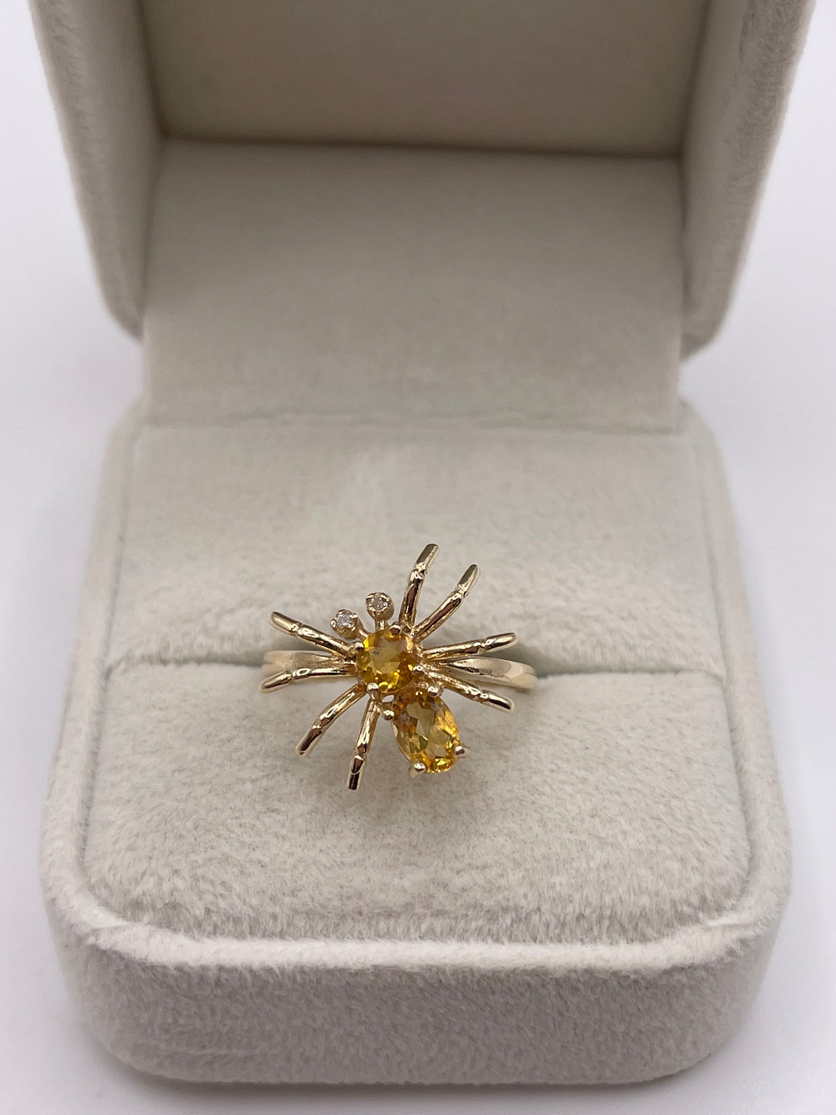 9ct gold citrine and diamond spider ring