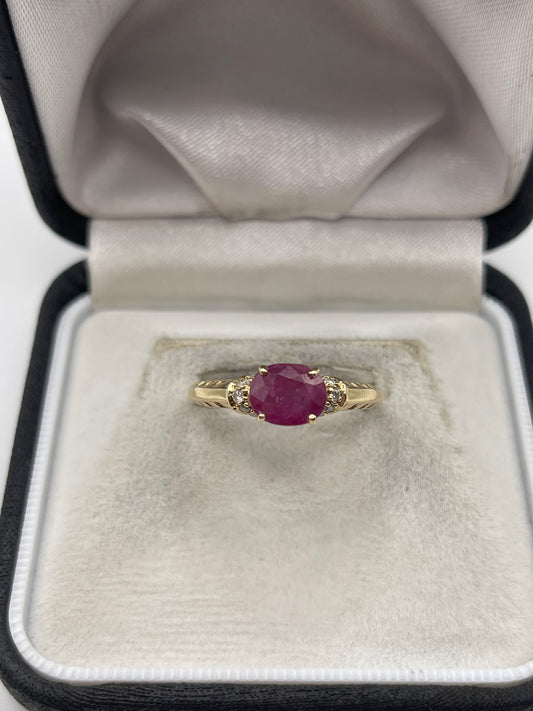 9ct gold ruby and diamond ring