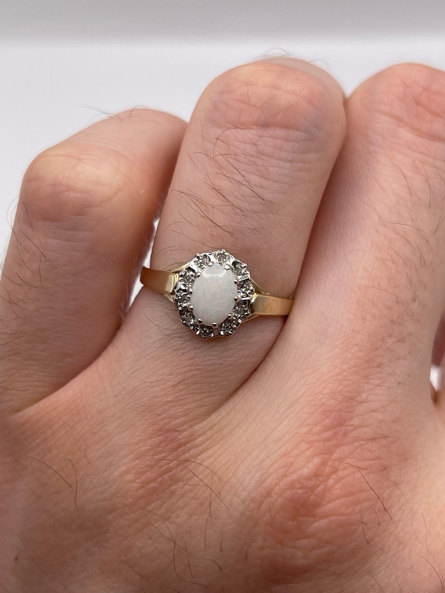 9ct gold opal and diamond ring