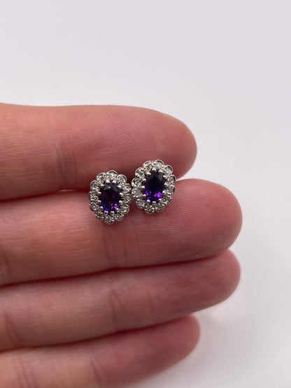 9ct gold amethyst and diamond earrings