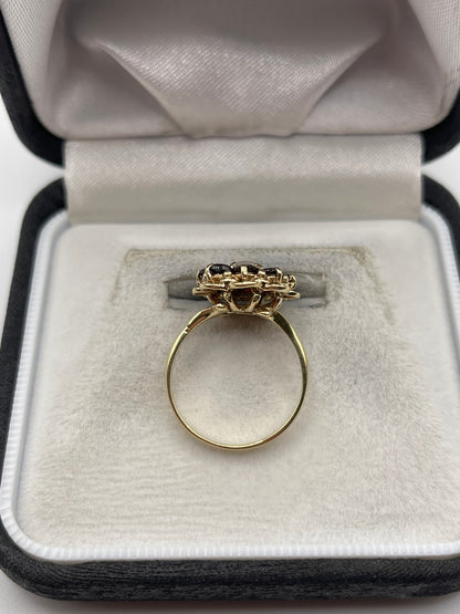9ct gold garnet and pearl ring