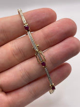 Load image into Gallery viewer, 9ct gold ruby and diamond bracelet
