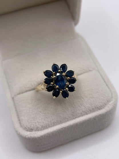 9ct gold sapphire cluster ring