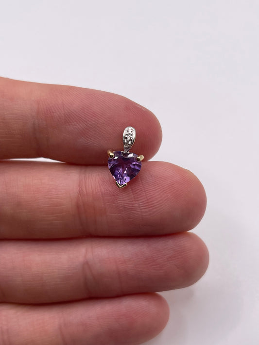 9ct gold amethyst and diamond pendant