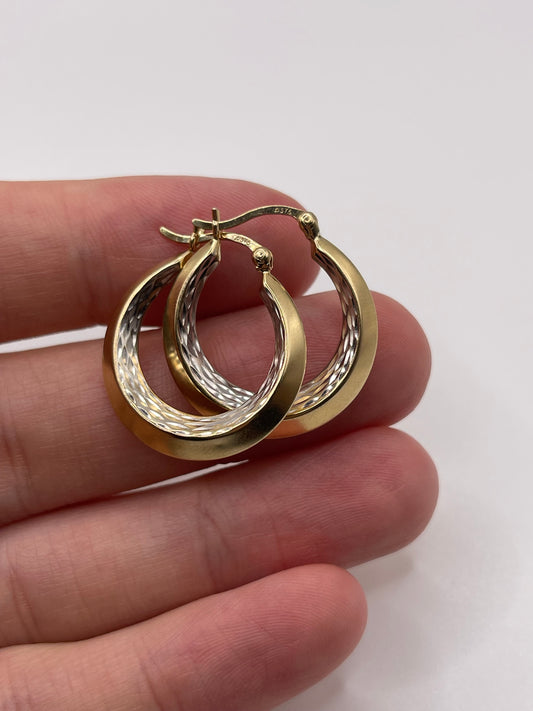 9ct two tone creole earrings