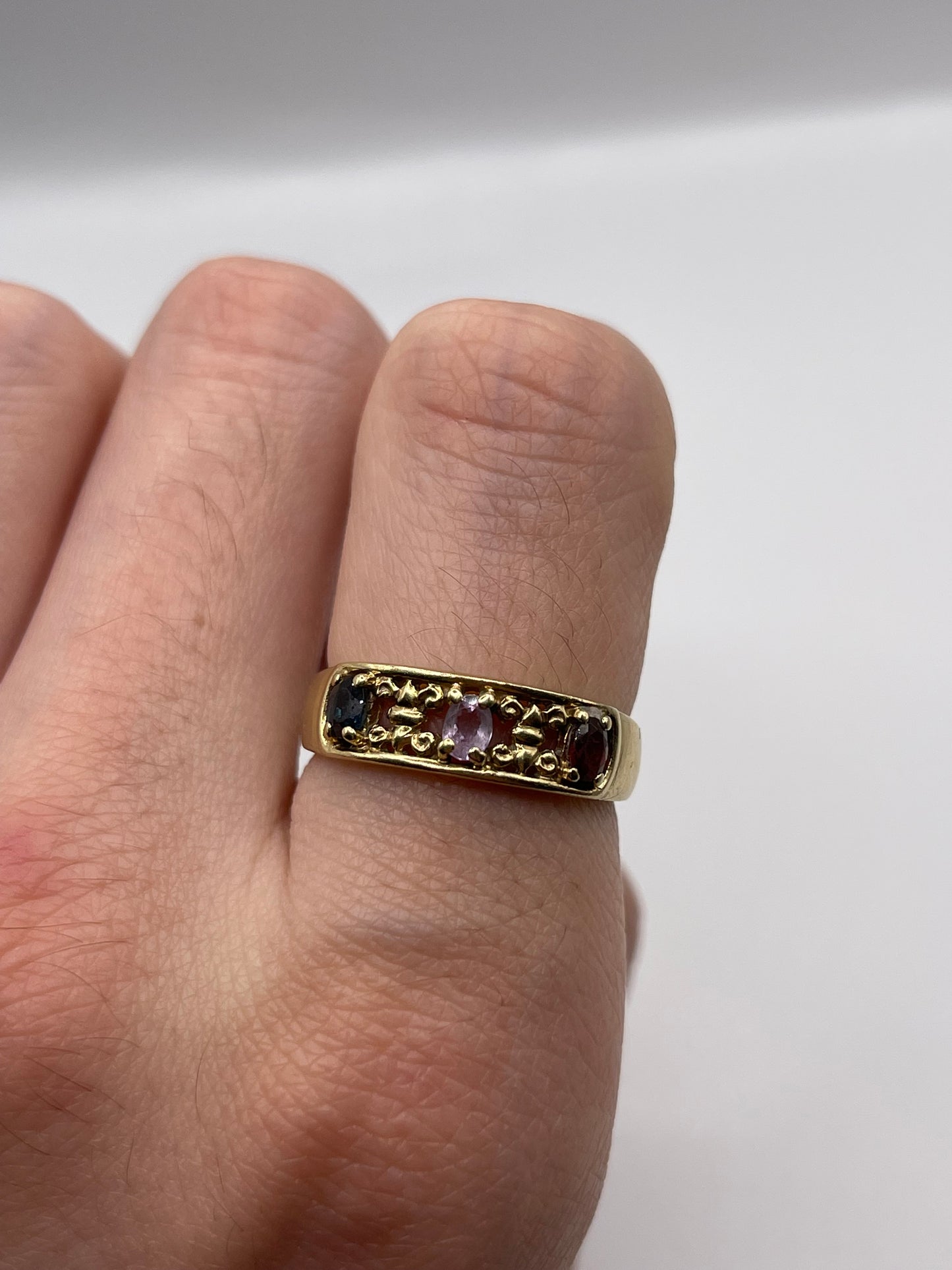 9ct gold multi gemstone ring