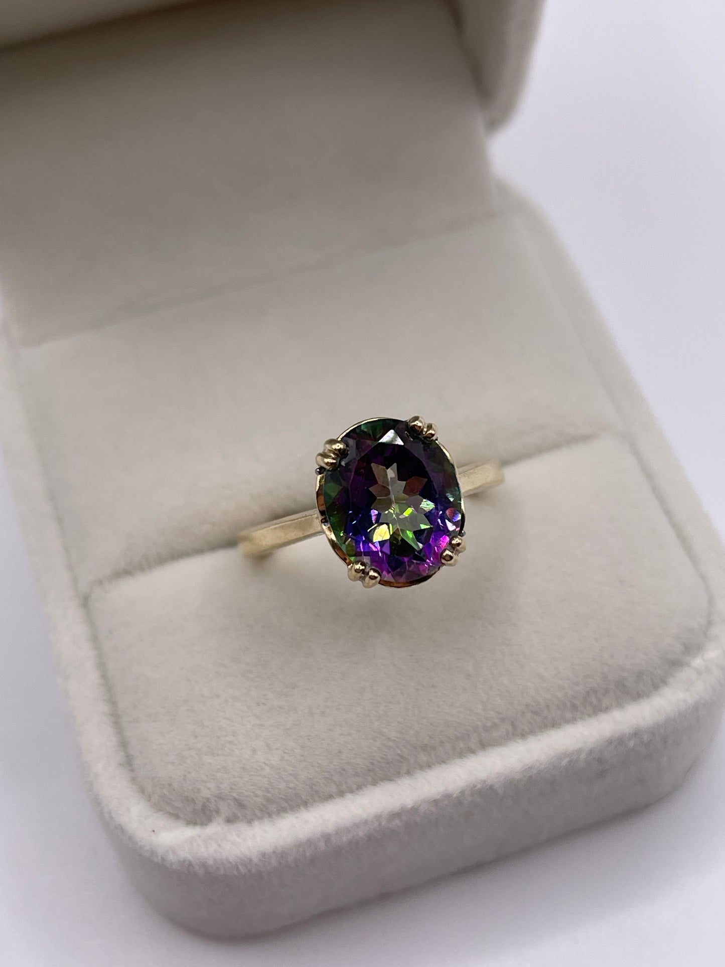 9ct gold mystic topaz and diamond ring