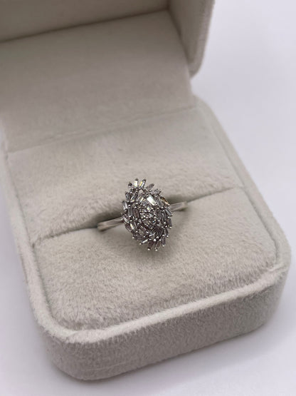 9ct white gold diamond cluster ring