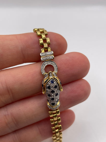 18ct gold sapphire and diamond panther bracelet