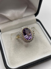 Load image into Gallery viewer, 9ct gold amethyst and diamond ring
