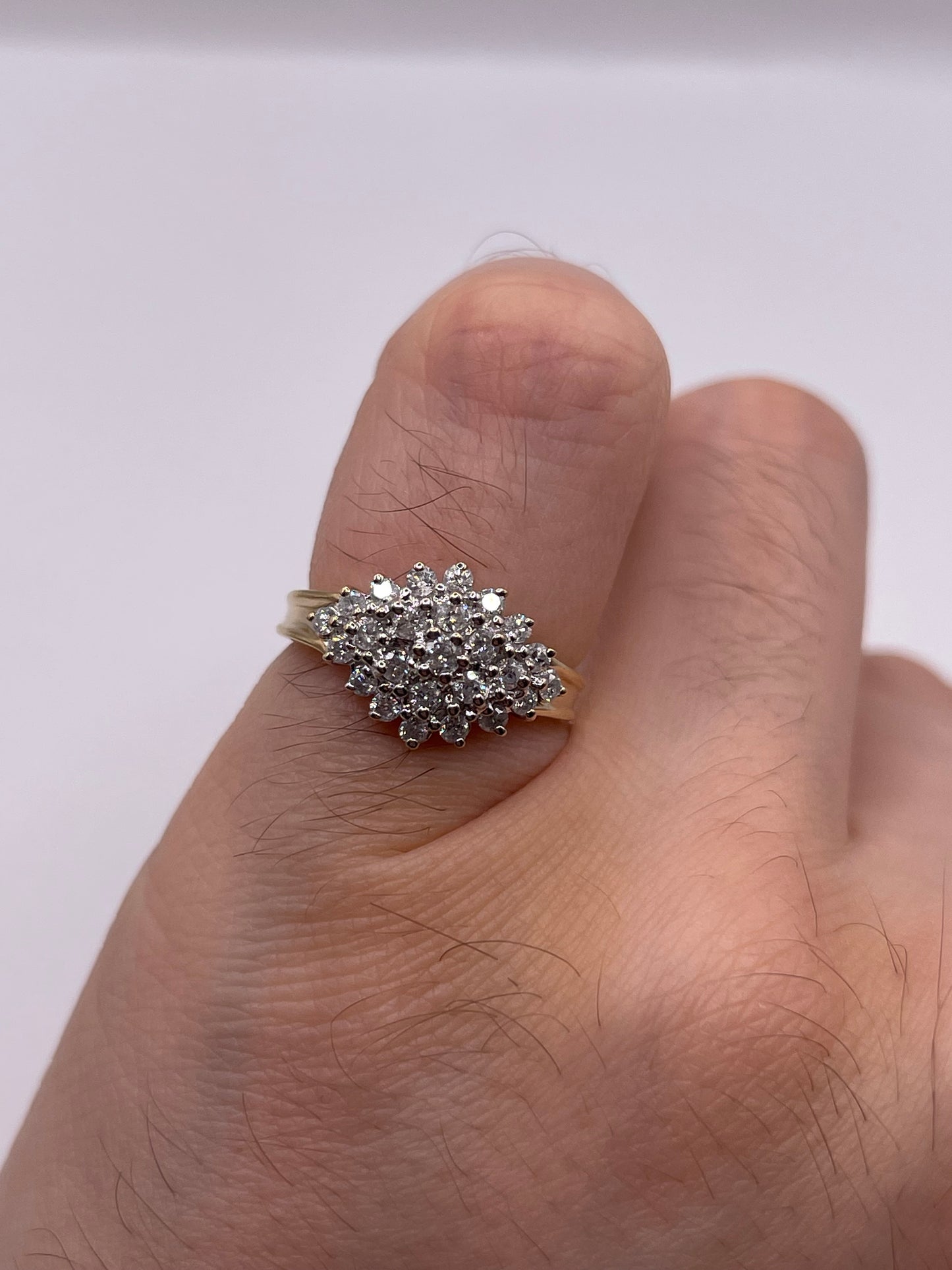 9ct gold 50 point diamond cluster ring