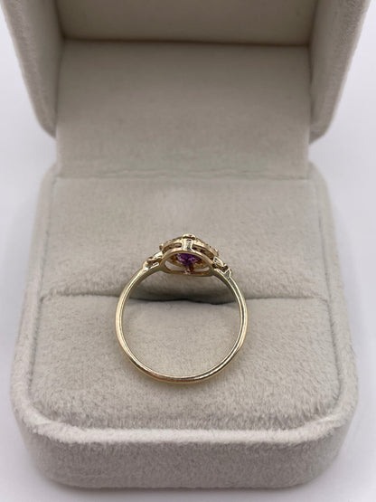 9ct gold amethyst and diamond ring