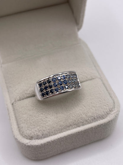 9ct white gold sapphire cluster ring