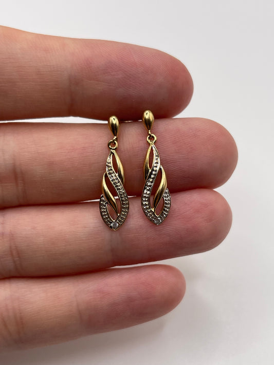 9ct gold diamond earrings