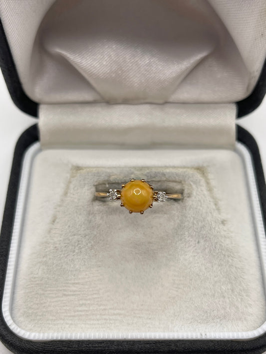 9ct gold opal and diamond ring